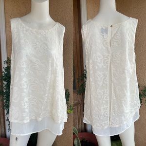 Bobeau Mock Layer Sleeveless Top LARGE